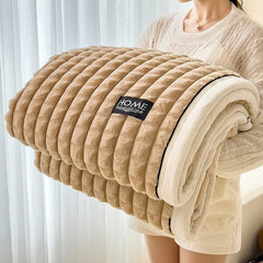 Luxury Double Layer Faux Rabbit Fur Throw Blanket Soft Warm