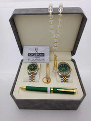 Couple Stainless Steel Set – Watch, Rosary, Pen &amp; Cufflinks